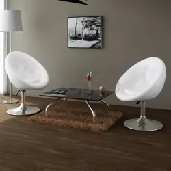 Бар столове, 2 бр, бели, изкуствена кожа