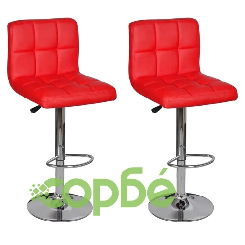Бар табуретки, 2 бр, червени, изкуствена кожа ➤ топ цена ➤ sorbe.bg