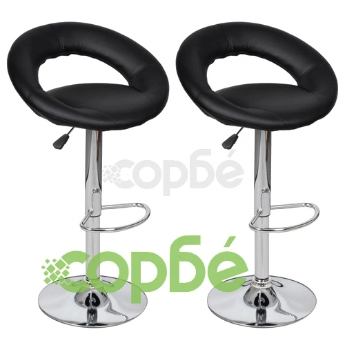 Бар табуретки, 2 бр, черни, изкуствена кожа ➤ топ цена ➤ sorbe.bg