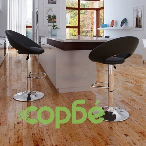 Бар табуретки, 2 бр, черни, изкуствена кожа ➤ топ цена ➤ sorbe.bg