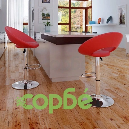 Бар табуретки, 2 бр, червени, изкуствена кожа ➤ топ цена ➤ sorbe.bg