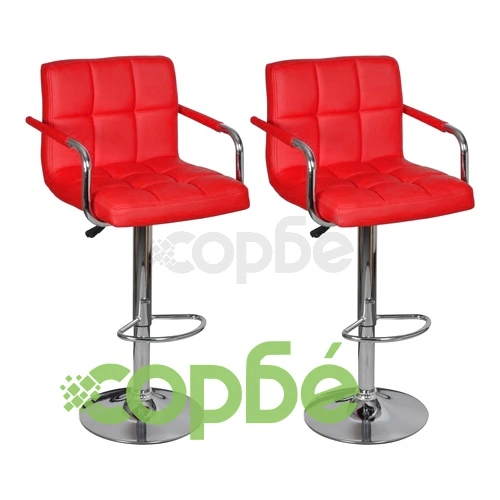 Бар табуретки, 2 бр, червени, изкуствена кожа ➤ топ цена ➤ sorbe.bg