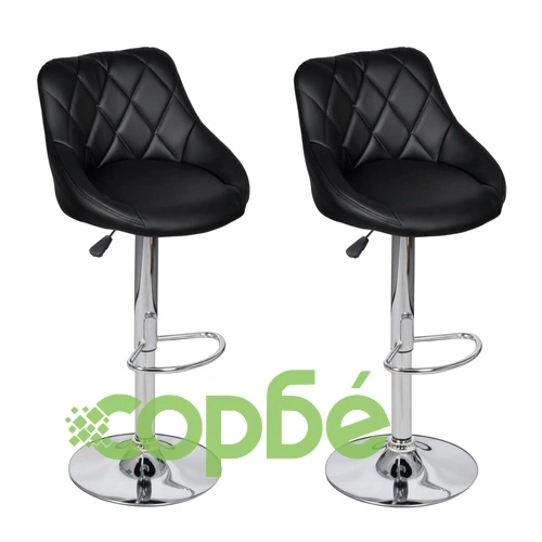 Бар табуретки, 2 бр, черни, изкуствена кожа ➤ топ цена ➤ sorbe.bg