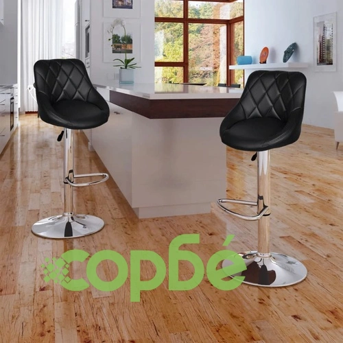 Бар табуретки, 2 бр, черни, изкуствена кожа ➤ топ цена ➤ sorbe.bg
