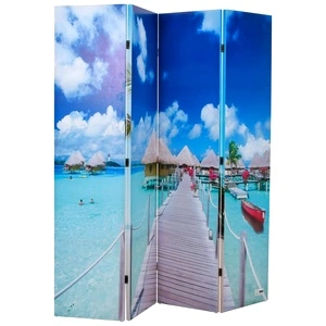 Сгъваем параван за стая, 160x170 см, плаж