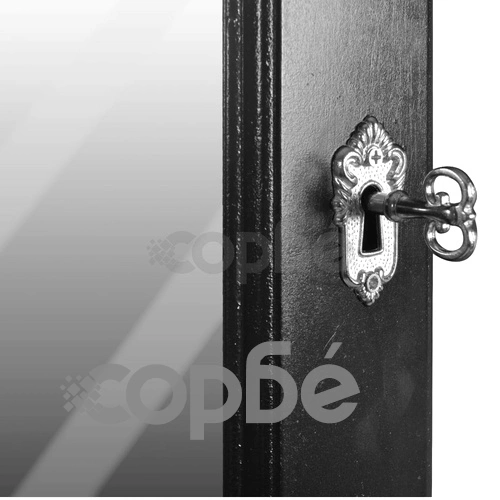Огледало на стойка-шкаф, цвят черен ➤ топ цена ➤ sorbe.bg