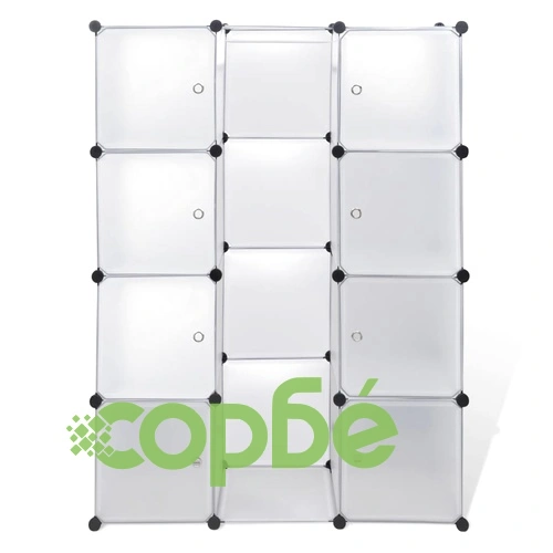 Модулен шкаф с 9 отделения, 109x36,5x143 см, бял  ➤ топ цена ➤ sorbe.bg