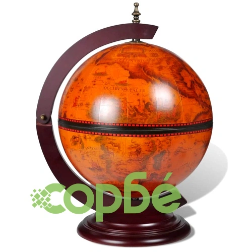Глобус бар за плот стойка за вино, евкалиптово дърво  ➤ топ цена ➤ sorbe.bg