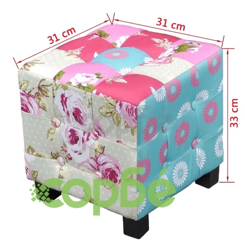 Фотьойл с табуретка за крака, пачуърк дизайн, текстил ➤ топ цена ➤ sorbe.bg