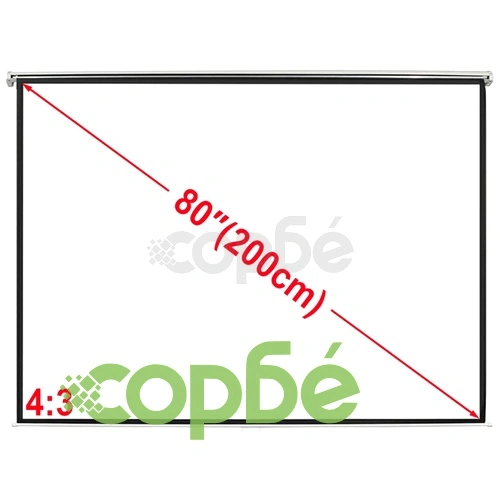 Прожекционен екран, 160 х 123 см, ръчен, матово бяло, 4:3 ➤ топ цена ➤ sorbe.bg