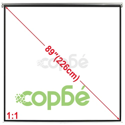 Прожекционен екран, 160 х 160 см, ръчен, матово бяло, 1:1 ➤ топ цена ➤ sorbe.bg