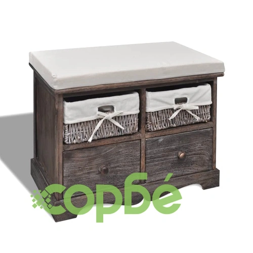 Пейка за съхранение, кафява, 62x33x42 см, дърво от пауловния ➤ топ цена ➤ sorbe.bg