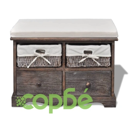 Пейка за съхранение, кафява, 62x33x42 см, дърво от пауловния ➤ топ цена ➤ sorbe.bg