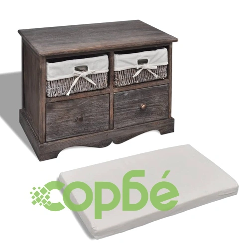 Пейка за съхранение, кафява, 62x33x42 см, дърво от пауловния ➤ топ цена ➤ sorbe.bg