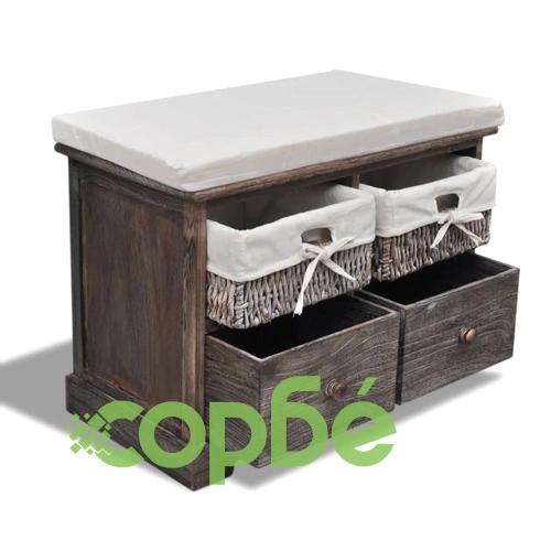 Пейка за съхранение, кафява, 62x33x42 см, дърво от пауловния ➤ топ цена ➤ sorbe.bg
