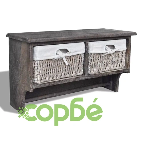 240793  Wall Shelf Brown 60x23,5x33 cm Paulownia Wood ➤ топ цена ➤ sorbe.bg