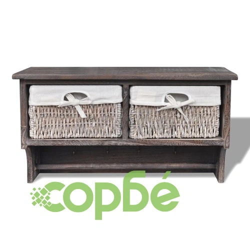 240793  Wall Shelf Brown 60x23,5x33 cm Paulownia Wood ➤ топ цена ➤ sorbe.bg