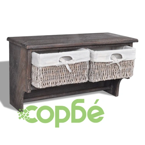 240793  Wall Shelf Brown 60x23,5x33 cm Paulownia Wood ➤ топ цена ➤ sorbe.bg