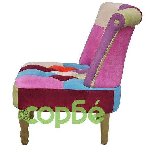 Френски стол с пачуърк дизайн, текстил ➤ топ цена ➤ sorbe.bg