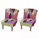 Френски столове, 2 бр, с пачуърк дизайн, текстил