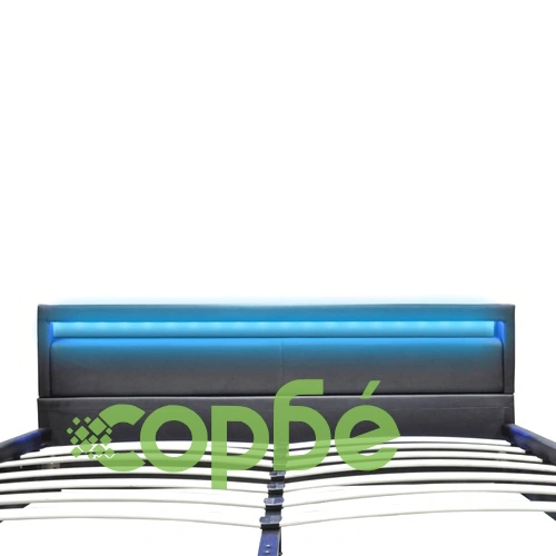 Рамка за легло с LED, черна, изкуствена кожа, 180x200 cм ➤ топ цена ➤ sorbe.bg