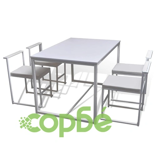 Комплект за хранене с 1 маса и 4 стола, цвят бял ➤ топ цена ➤ sorbe.bg