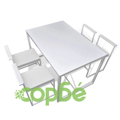 Комплект за хранене с 1 маса и 4 стола, цвят бял ➤ топ цена ➤ sorbe.bg