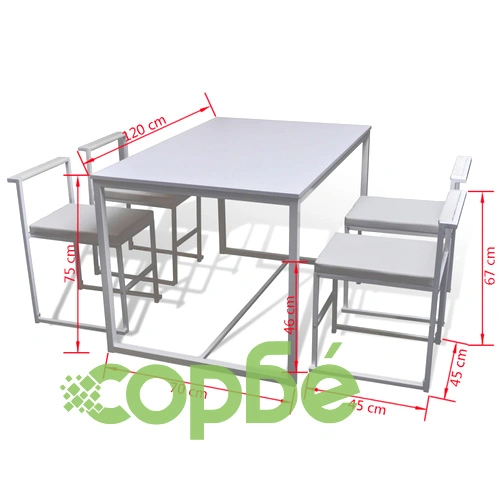 Комплект за хранене с 1 маса и 4 стола, цвят бял ➤ топ цена ➤ sorbe.bg