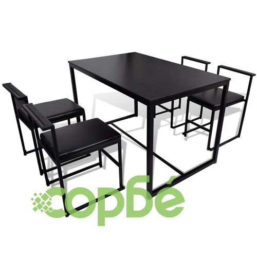 Комплект за хранене 1 маса и 4 стола, черен ➤ топ цена ➤ sorbe.bg