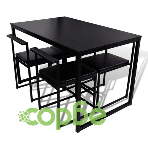 Комплект за хранене 1 маса и 4 стола, черен ➤ топ цена ➤ sorbe.bg