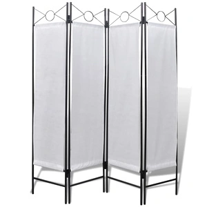 Параван за стая от 4 панела, бял, сгъваем, 160 х 180 см.