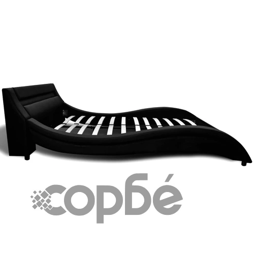 Рамка за легло с LED, черна, изкуствена кожа, 180x200 cм ➤ топ цена ➤ sorbe.bg