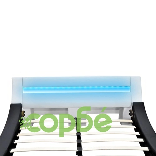 Рамка за легло с LED, бяла, изкуствена кожа, 180x200 cм ➤ топ цена ➤ sorbe.bg