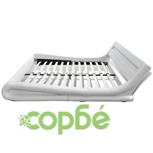Рамка за легло с LED, бяла, изкуствена кожа, 140x200 cм ➤ топ цена ➤ sorbe.bg