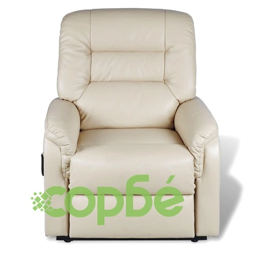 ТВ реклайнер, бежов, изкуствена кожа ➤ топ цена ➤ sorbe.bg