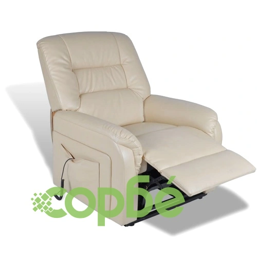 ТВ реклайнер, бежов, изкуствена кожа ➤ топ цена ➤ sorbe.bg