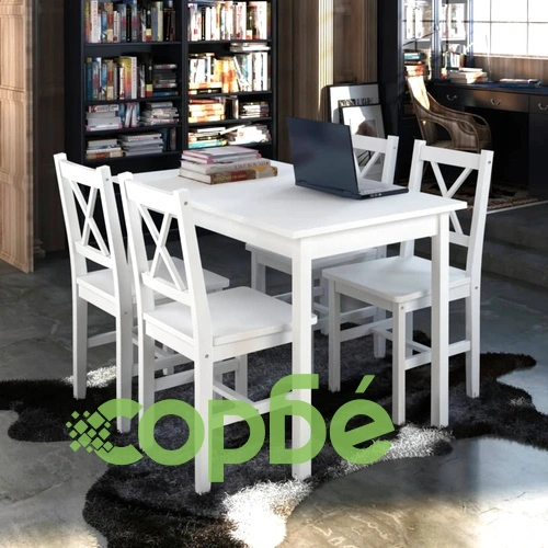 Трапезен комплект, 5 части, бял ➤ топ цена ➤ sorbe.bg