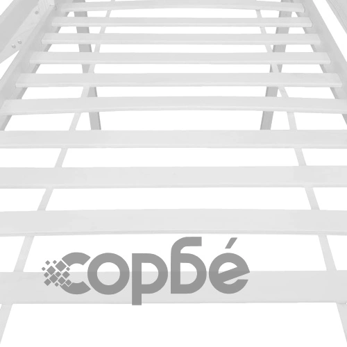 Високо бяло детско легло със стъбла и пързалка 208 х 97 х 110 см ➤ топ цена ➤ sorbe.bg