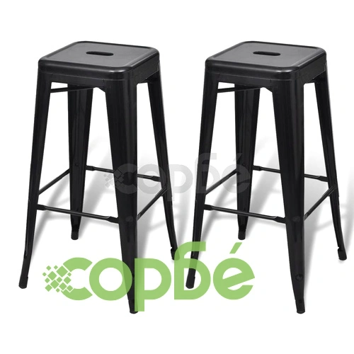 Бар табуретки, 2 бр, черни, стомана ➤ топ цена ➤ sorbe.bg