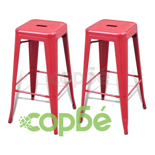 Бар табуретки, 2 бр, червени, стомана ➤ топ цена ➤ sorbe.bg