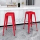 Бар табуретки, 2 бр, червени, стомана