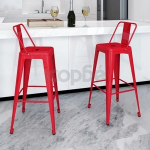 Бар табуретки, 2 бр, червени, стомана