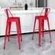 Бар табуретки, 2 бр, червени, стомана