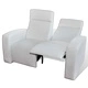 2-местен реклайнер за домашно кино, бял, изкуствена кожа