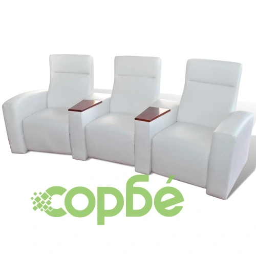 3-местен реклайнер за домашно кино, бял, изкуствена кожа ➤ топ цена ➤ sorbe.bg