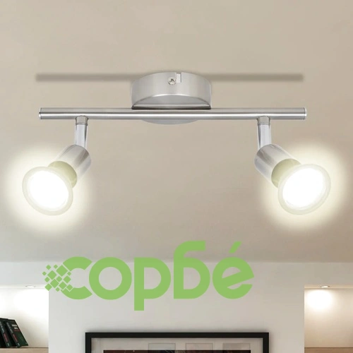 LED лампа за таван с 2 спота, никел ➤ топ цена ➤ sorbe.bg