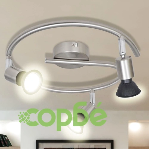 LED лампа за таван с 3 спота, никел ➤ топ цена ➤ sorbe.bg