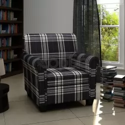 Кресло с възглавница, черно, текстил