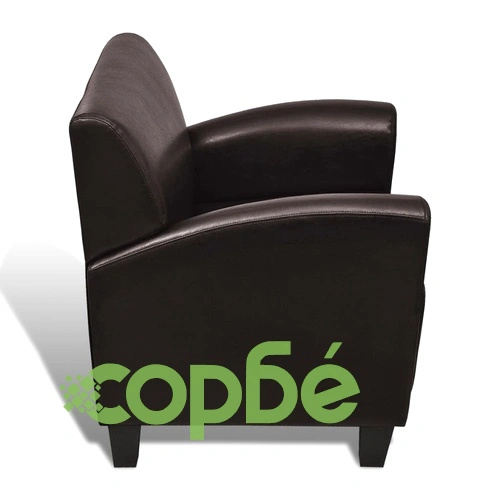Кресло, тъмнокафяво, изкуствена кожа ➤ топ цена ➤ sorbe.bg