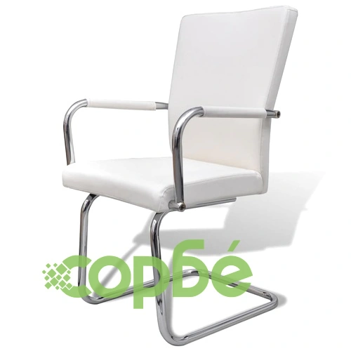 Конзолни трапезни столове, 2 бр, бели, изкуствена кожа ➤ топ цена ➤ sorbe.bg